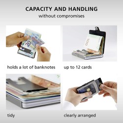 IClip Carbon Smart Wallet Mini Portafoglio Unisex Nero Vera Pelle