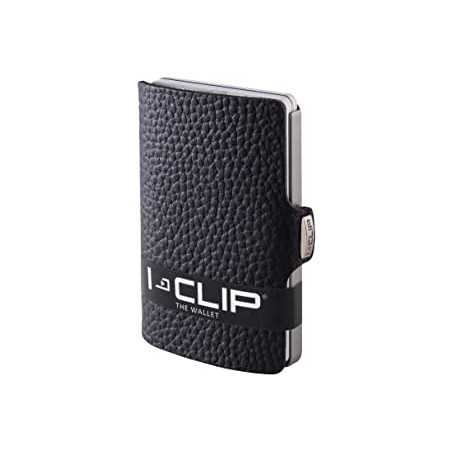 IClip Classico Smart Wallet Mini Portafoglio Unisex Nero Vera Pelle