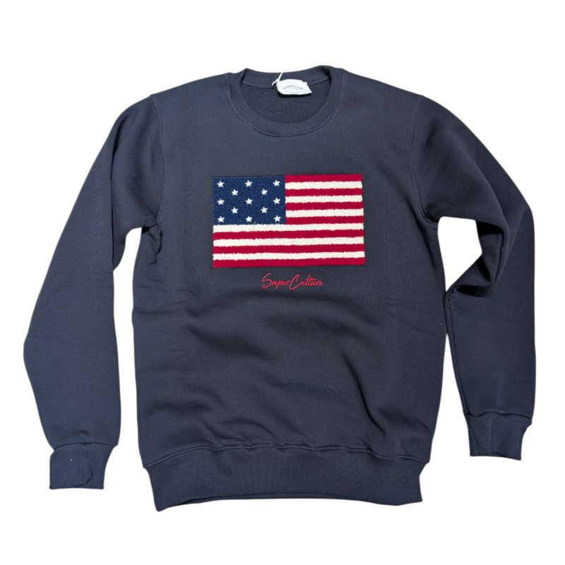 Felpa bandiera america stati uniti blu superculture