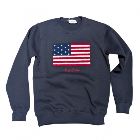Felpa bandiera america stati uniti blu superculture