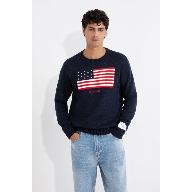 Superculture maglione bandiera usa blu